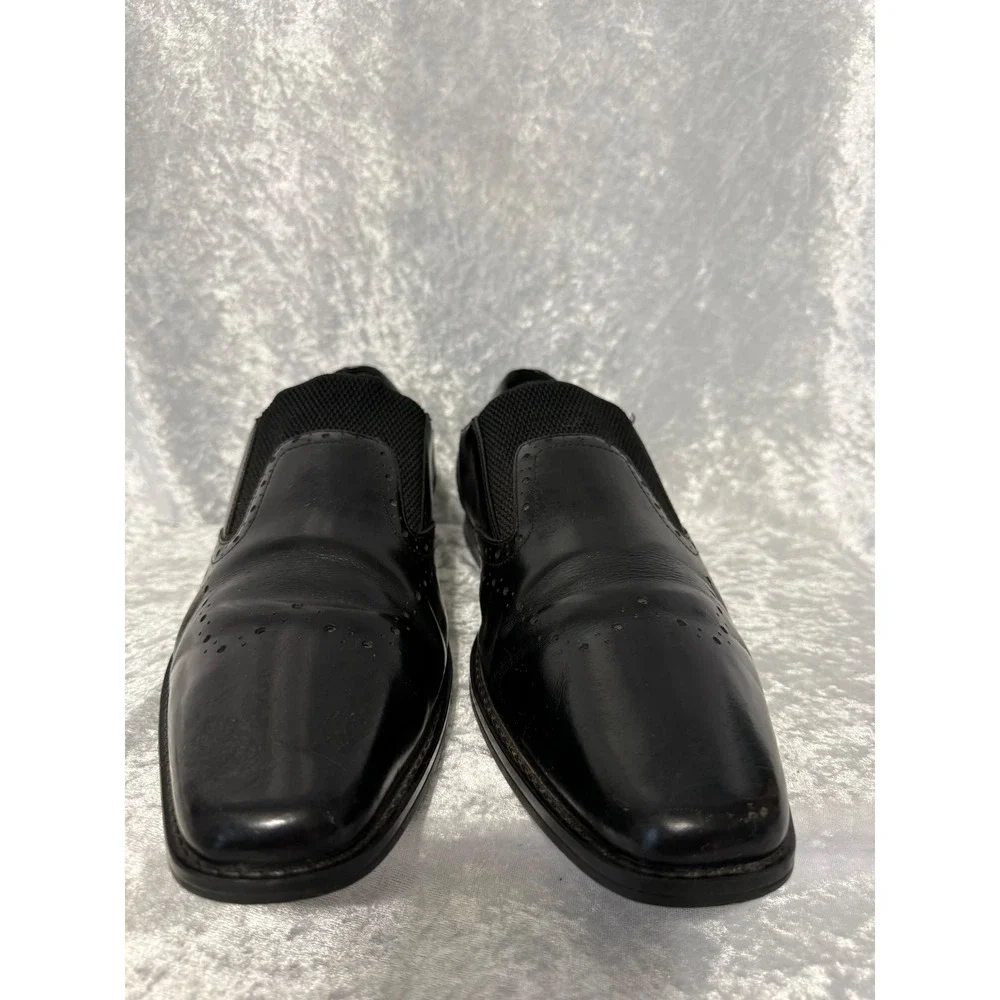 Stacy Adams Mens Black Leather Square Toe Slip On Loafers‎ Brogue Shoes Sz-12